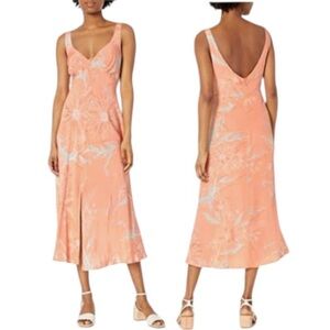Astr Coral Floral Midi Dress